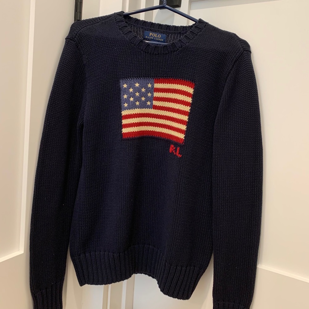 Ralph Laruen Cable-Knit Sweater American Flag